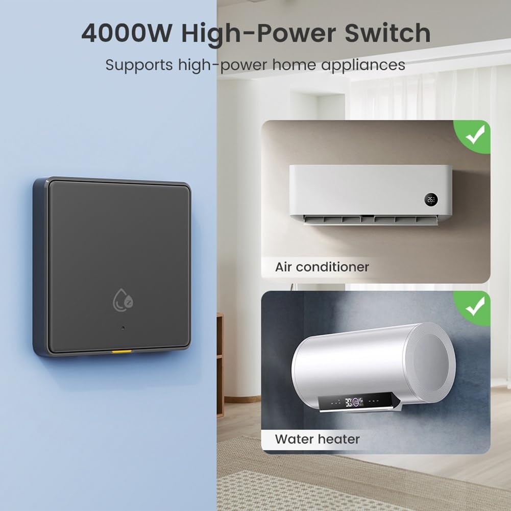 Interrupteur Intelligent Tuya Zigbee RF433 20 A 4 000 W pour Chauffe-Eau, Moniteur D'Alimentation Mural avec Assistant IA, Blanc.