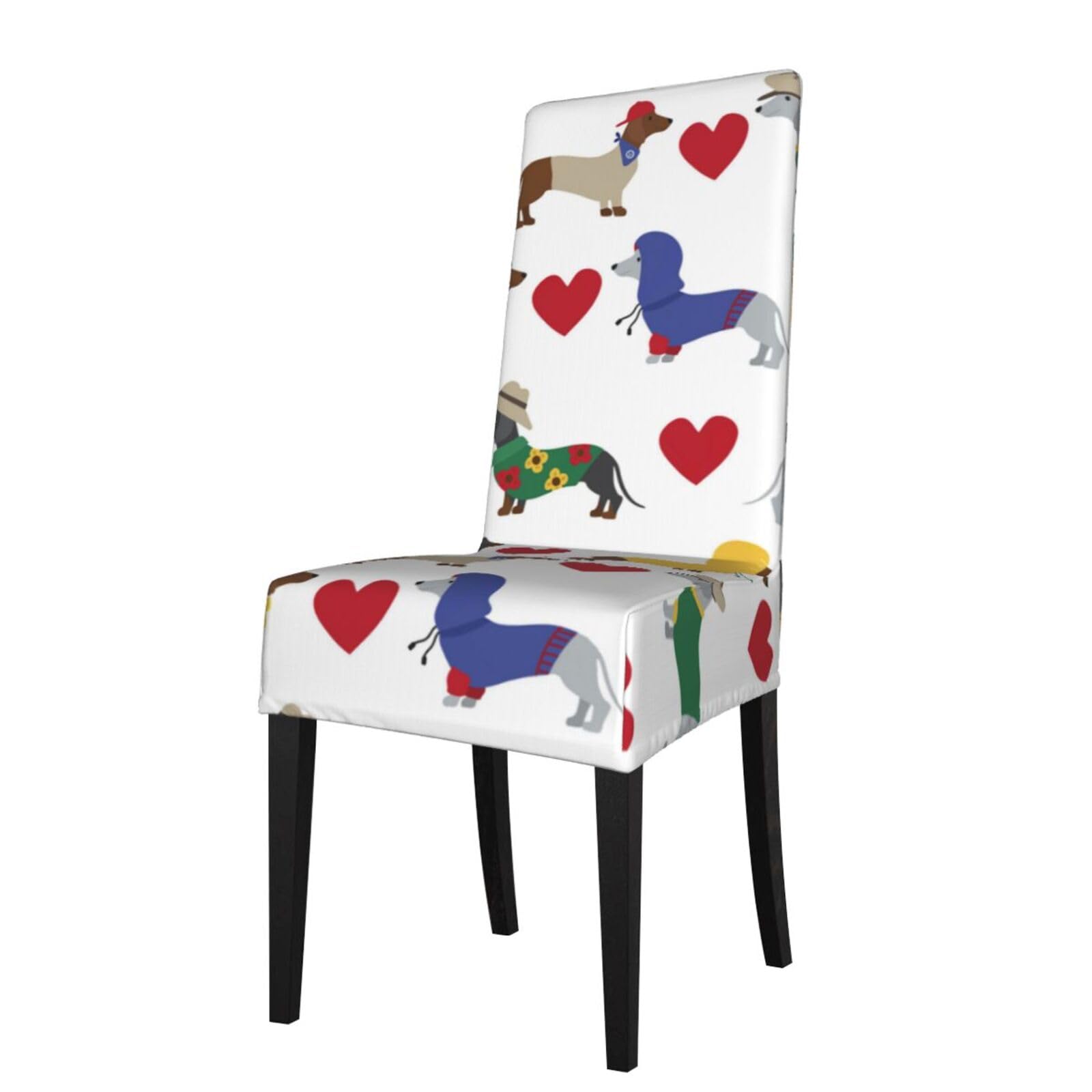 Lkymoh As Picture Lovely Dachshund Dog, Chair Covers Stretch Chair Slipcovers For Dining Room, For Party Pet Protection Universal Fit Soft Polyester