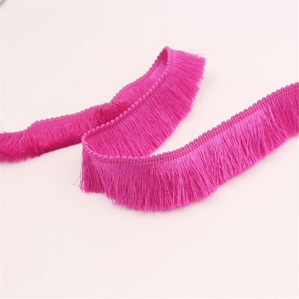 4 Meters 2.8cm Fringe Tassel Trim Fringe Trim Macrame Tassel Ribbon Cotton Tassel Fringe Lace Edging Trim Ribbon Lace Trim Fabric for Clothes Curtain Blanket Hammock Umbrella Decor Sewing (Rose Red)