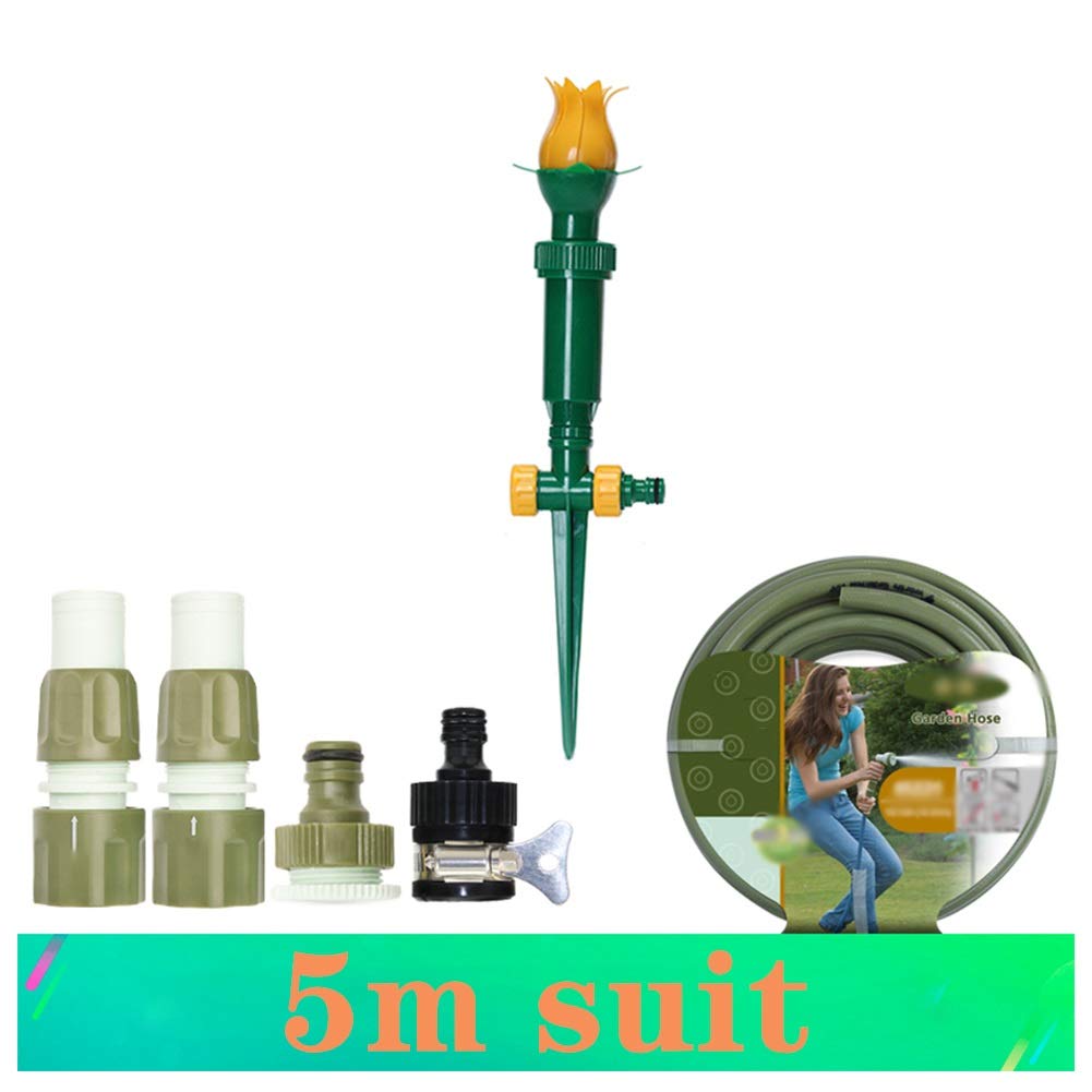 Irrigatori a rotazione automatica per irrigazione da giardino con tubo di irrigazione a goccia da 5 m e accessori