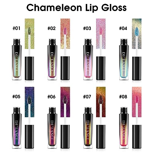 Oygcee Chameleon Lip Gloss Liquid Blue Green Pimk,Shimmer Metallic Colourful Lipstick For Women Girls Lips Makeup Gift,Hydrating Waterproof And Long Lasting Lip Stain Shiny,Talc-Free .#4 thumb #3