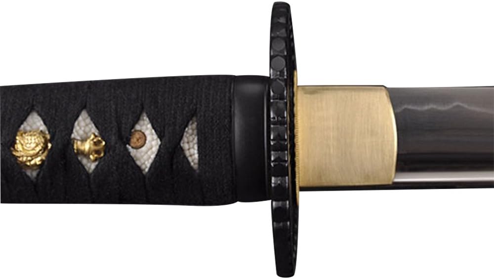 Handmade Sword - Fully Functional Japanese Samurai Katana Sword, 1045 Carbon Steel, Fully Hand Forged, Heat Tempered, Full Tang, Sharp, Empire Wheel Tsuba, Burgundy Snowflakes Scabbard