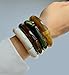 iF YOU 4pcs Chunky Acrylic Bangle Bracelets for Women, Resin Bamboo Bead Stretchy Bracelet Stack, Fashion Jewelry for Women (4pcs-green & brown bracelets)