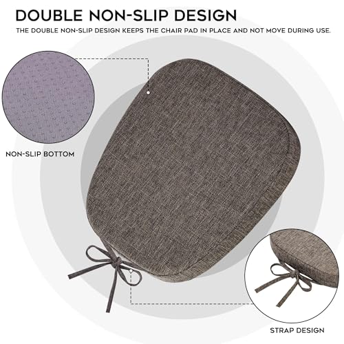 Image of baibu 14x14 Memory Foam Metal Chair Cushions Set of 4, Dual-Layer Design Non-Slip Metal Dining Chair Pads Kitchen Seat Cushion with Machine Washable Cover, 4 Counts, Brown