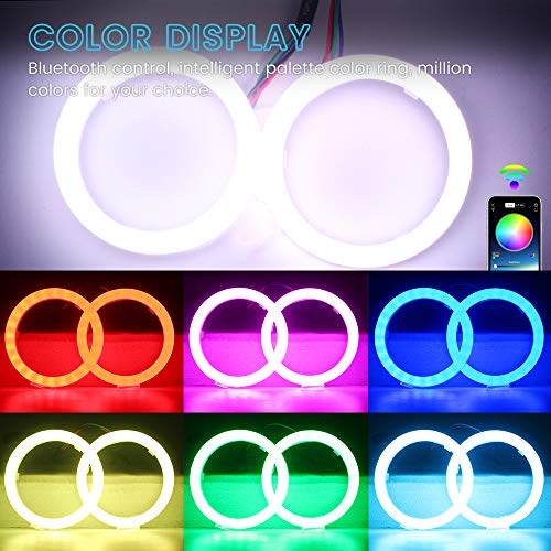 Set 70MM RGB Angel Eyes LED Halo Rings para Auto miniatura 5