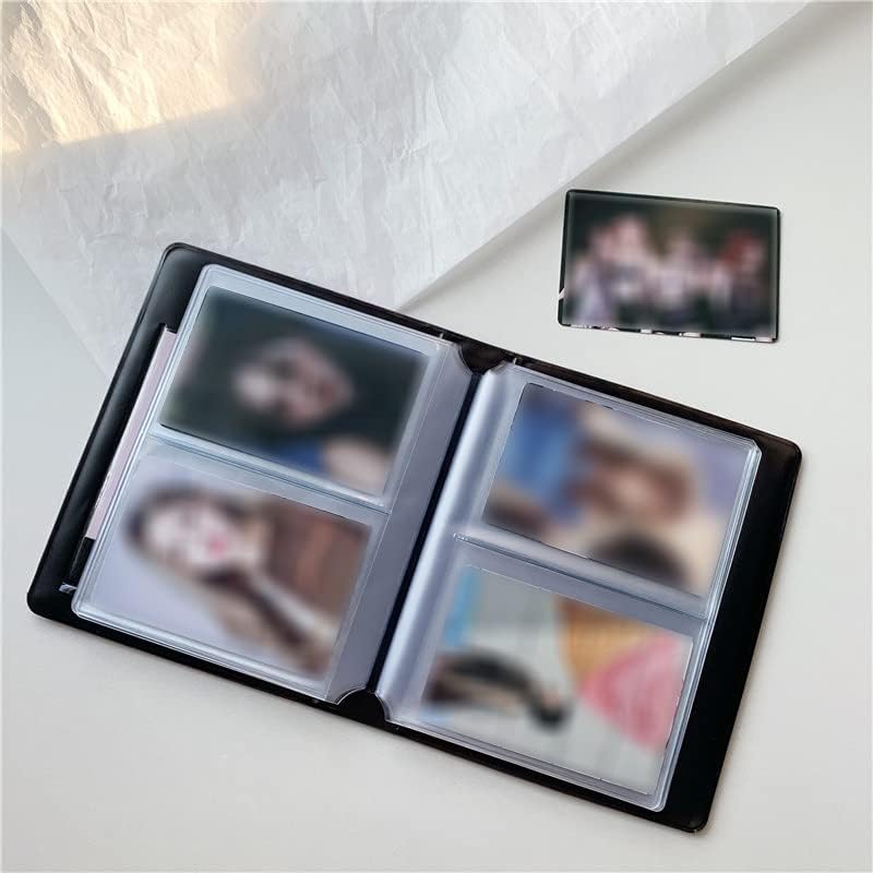 Miniatura 5 de Mini álbum de fotos Kpop de 3 pulgadas, 80 bolsillos, organizador de tarjetas fotográficas, portátil, morado, hueco, colección de tarjetas, soportes