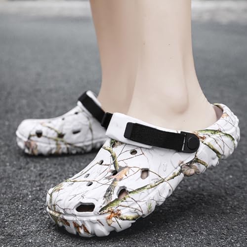 Womens Mens Clogs Garden Shoes Camo Outdoor Athletic Sports Sandals Mules Unisex Adult Summer Beach Non Slip Home Slippers Lightweight Comfortable Sandals with Adjustable Back Strap Footwear4