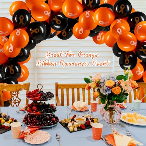Image of Hungdao 100 Pcs Orange Ribbon Awareness Balloons Leukemia Kidney Cancer ADHD Multiple Sclerosis Hunger Awareness for Public Activity Charity Fundraiser Supplies