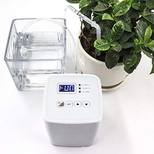 Automatic Watering System,Double Pump Mini Drip Irrigation Kit,Houseplants Cultivation Device with Digital Interval Programmable Timer,Power Adapter or Battery Operation for Indoor 15 Potted