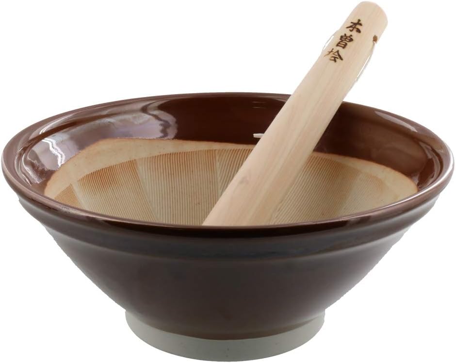 Traditional Mortar & Pestle Set (Suribachi & Surikogi) Large 8.6 inches -Made in Japan