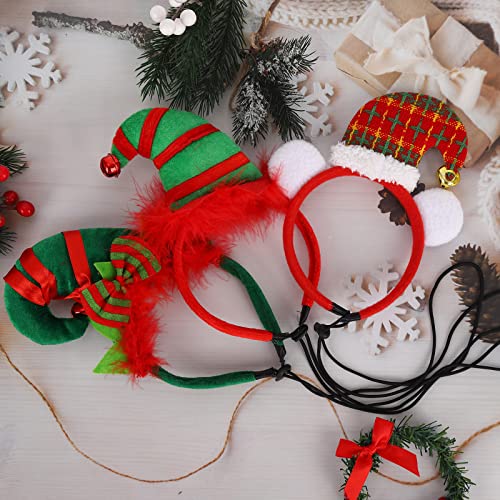 3 Stück Einstellbar Weihnachten Hund Stirnbänder Elfen Haarband, Lustige Haarreifen, Weihnachten Kostüme Zubehör für Hund Katze Haustier
