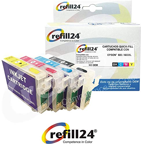 refill24 Cartuchos Recargables Compatible para Epson 603 / 603XL