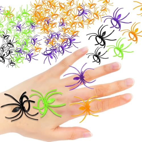 Piucrty Acessórios aranhas anéis detalhes do dia das bruxas crianças lustre plástico pequenos acessórios presentes coisas de Hallowen decoração ranhas presentes enchimento ananás aniversário