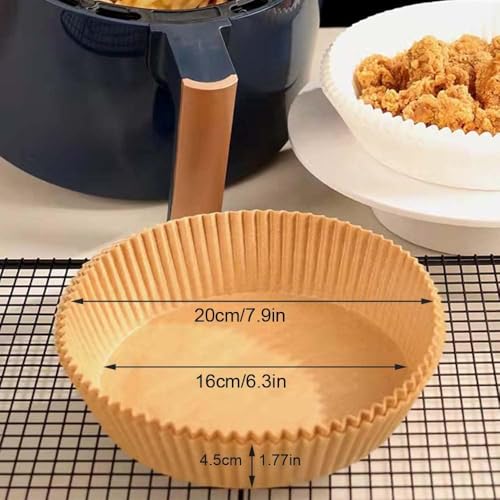 Image of RJ Shop 8 Inch Air Fryer Liners Disposable - 100 PCS Square Parchment Paper for 5-8 QT Air Fryer (Round)