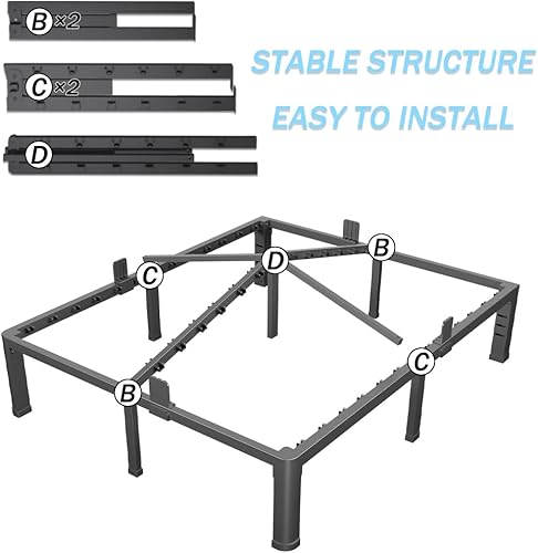 Miniatura 7 de FUIOBYVV Base de cama Queen de 10 pulgadas con esquinas redondeadas y agujero para cabecero, retenedores de colchón de 3500 libras, listones de