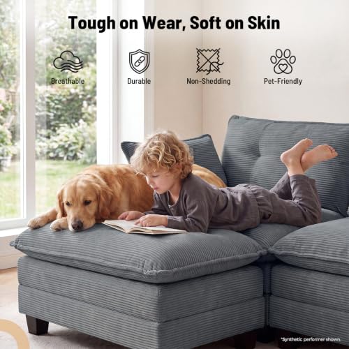 Image of Amsleekey 111.5 inch U Shaped Modular Sectional Sofa, Gray Corduroy