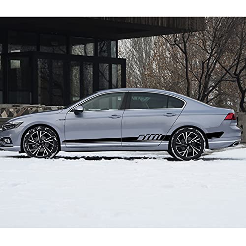 Image of QianBao Auto Racing Body Door Side Stripe Graphic Vinyl Sticker Style 7 Black