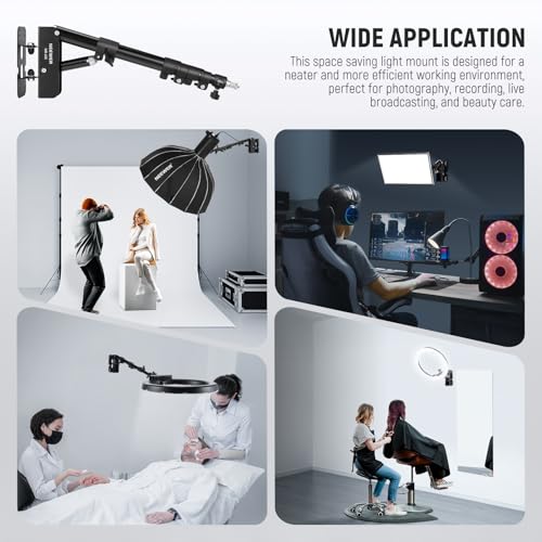 Image of NEEWER Ring Light Wall Mount Boom Arm, 22 inch-46 inch /55-116cm, Aluminum Alloy