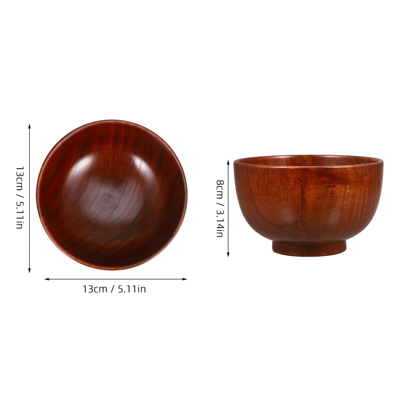 Ensaladera de madera de acacia de 5.11 pulgadas, versátil tazón redondo para servir frutas y aperitivos para el hogar y la cocina 2