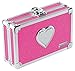 Vaultz Small Lock Box - 8.5 x 5 x 2.5 Inch Mini Safe with Key Lock to Store School Supplies, Money and Medicine - Pink Bling with Heart