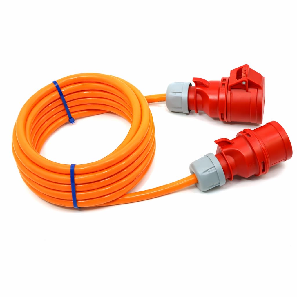 Event-Kabel & more CEE Starkstrom Verlängerungskabel Business-Line – PUR orange H07BQ-F 5×1,5 mm² – 16A 400V – PCE Shark Stecker & Kupplung – Made in Germany (Längen: 1,5m-50m) (3 Meter)