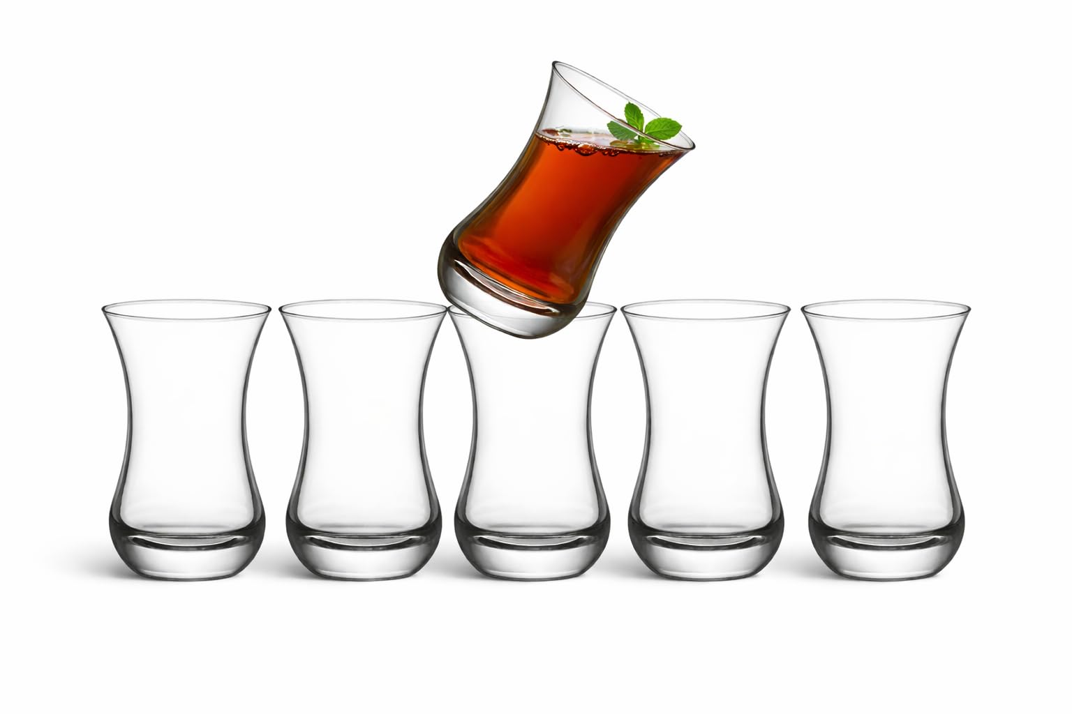 Turkish Tea Glasses Set - 6 Tulip Cups -1 Turkish Tea Glasses Set - 6 Tulip Cups -1