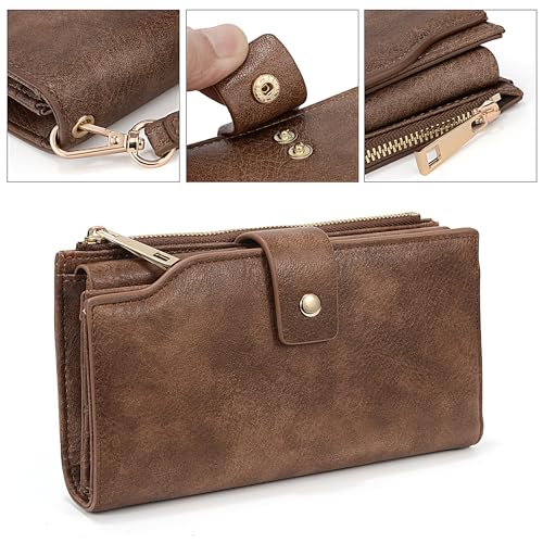 Image of YALUXE Women's Real Leather Wallet RFID Protect 21 Card Slots Phone Pocket