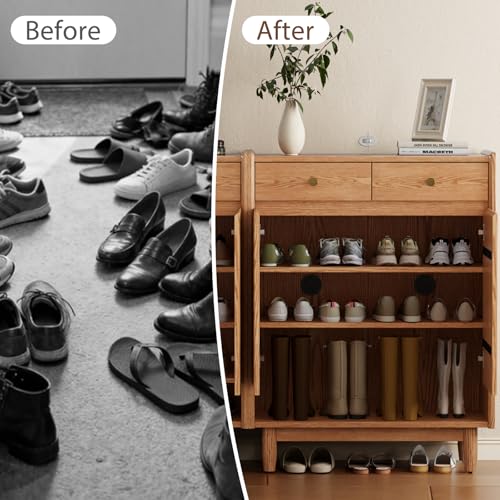Image of 31.4 inchW wooden shoe cabinet storage for entryway,Free Standing Shoe Racks with 2 Adjustable Shelves and 2 Drawers, Shoe Rack Organizer for Entryway, Hallway, Closet, Living Room,Natural wood color