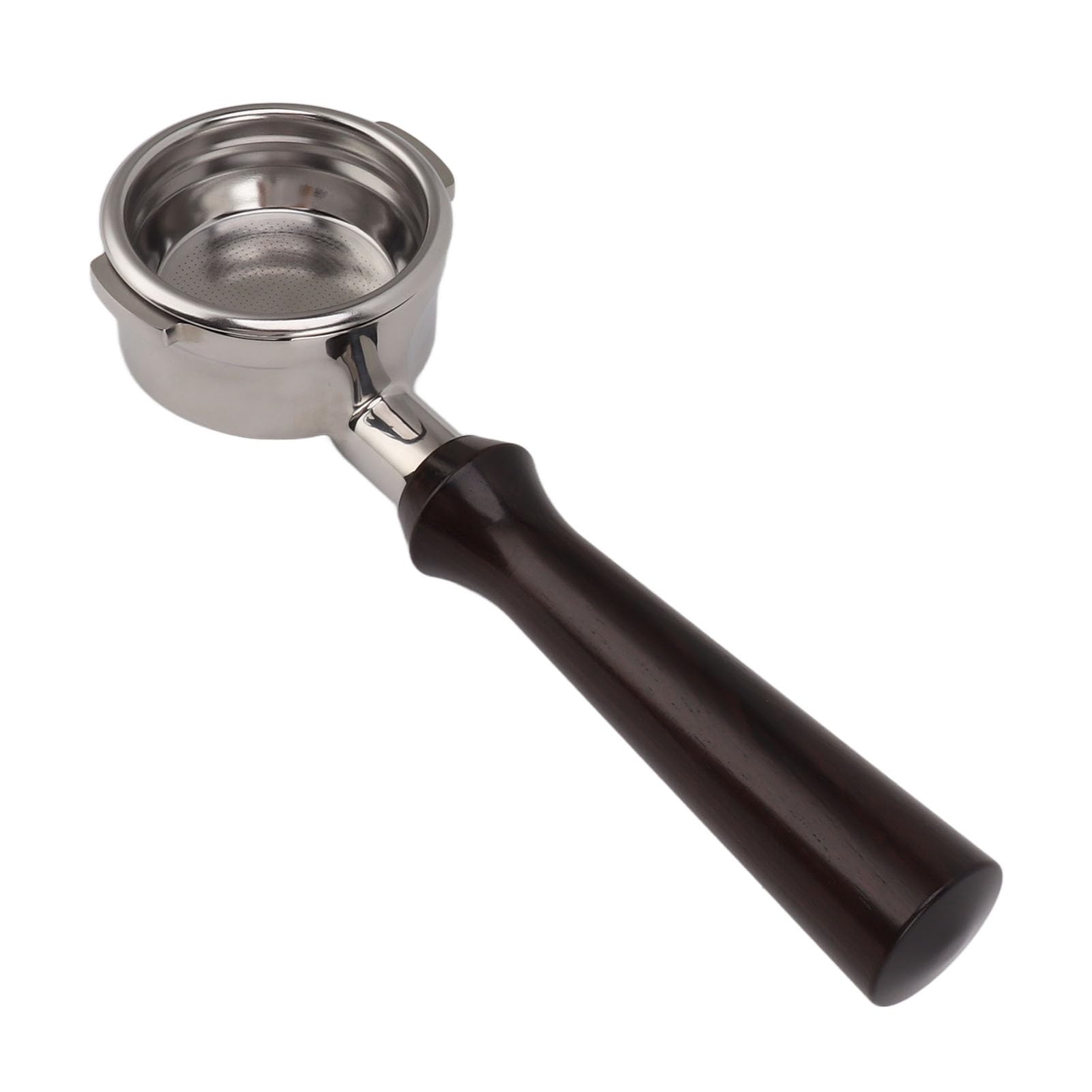 Portafiltro sin fondo de 58 mm Accesorio para máquina de café de acero inoxidable con mango de madera Herramienta de espresso profesional para cafeteras espresso comerciale (F sándalo)