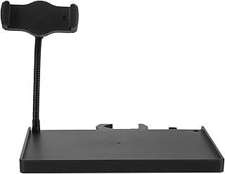 Toyvian Microphone Stand Shelf With Tray And Phone Holder Adjustable Height Raised Edge Plastic Rack For Live Streaming Accessories Storage