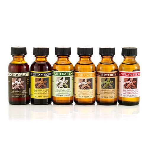 Bakto Flavors Soda Stream Natural Flavors Collection - Set of 6 (1 OZ) Bottles - Cream Soda, Chocolate, Lime, Orange, Strawberry, Root Beer