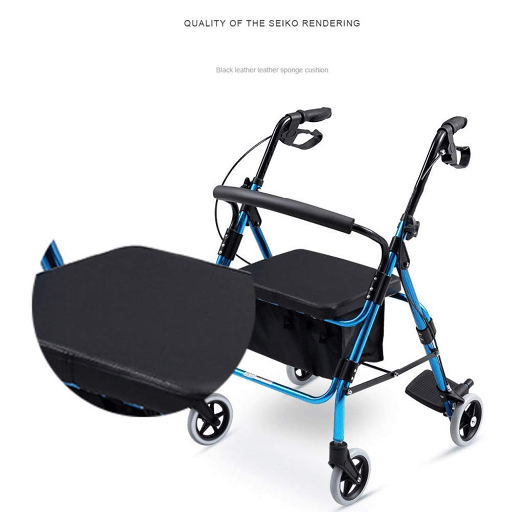 Andador, Andador Médico de Cuatro Ruedas Rollator Premium con Asiento, Asas Cómodas y Respaldo Grueso, Andador Plegable para Personas Mayores, Capacidad de Carga 150 kg Es tan Amable de tu Parte
