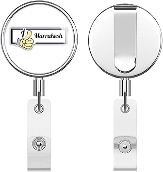 I Like Marrakesh Travel Slogan Round ID Badge Key Card Tag Holder Badge Retractable Reel Badge Holder with Belt Clip