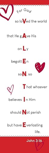 Juego de marcapáginas de papel con versículo bíblico religioso cristiano de San Valentín, Juan 316 (50)