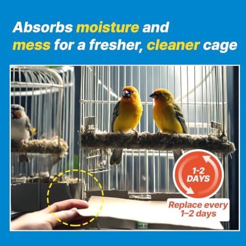 Image of T TORTO9 Kraft Bird Cage Liners 11 x 17 Inch, 120 Sheets, Absorbent Paper Tray Liners for Large Bird Cages, Pre-Cut Disposable Cage Bottom Liners