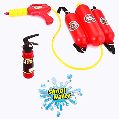 JOYIN 12-delig brandweermankostuum en brandweerman-accessoires met echte waterschieten, brandblusser, rollenspel, verkleedkostuum, kinderkostuum voor Halloween - Image 4