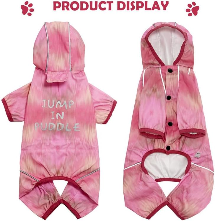 Dog Raincoat, Waterproof Full Coverage Softshell Jacket, Outdoor Jacket for Small Dogs, Pink Watercolor Size S
