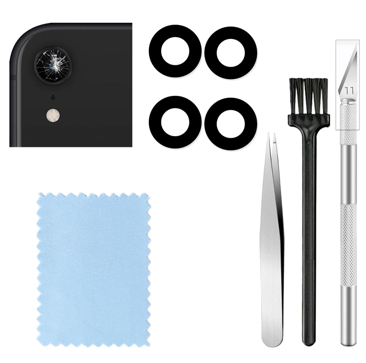 2 Packs Back Rear Camera Glass Lens Replacement for iPhone XR with Repair Tools Kit