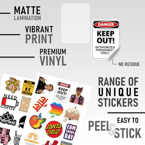 Image of CodersParadise 110-Pack Random Laptop Stickers - Premium Waterproof Vinyl Self-Adhesive Decals for Laptop, Journal, Bike Helmet, Diary, Guitar, Mobile Case & Accessories - Residue-Free Sticker Set