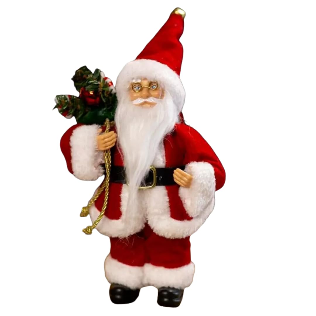 Marco Paul Santa Claus Tree Pendant Christmas Decoration – Freestanding Santa Xmas Decorations - Hanging Santa Bauble – Traditional Red & White Father Christmas Decoration for Tree Baubles & Gifts