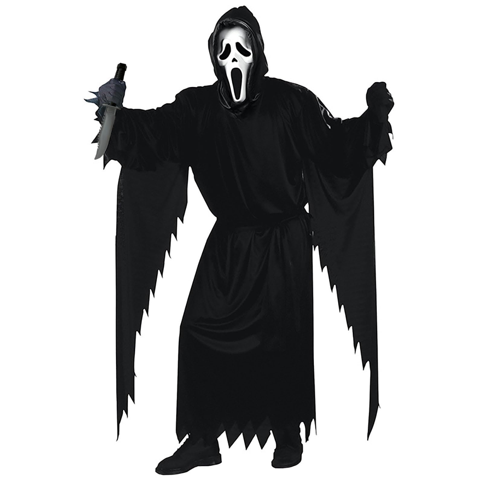 XYYYHTL Scream Costume for Kids Adult Ghostface Outfit+Gloves+Belt+Mask+Knife Halloween Costumes Scary Terrifier Fancy Dress for Parties Cosplay Spooky