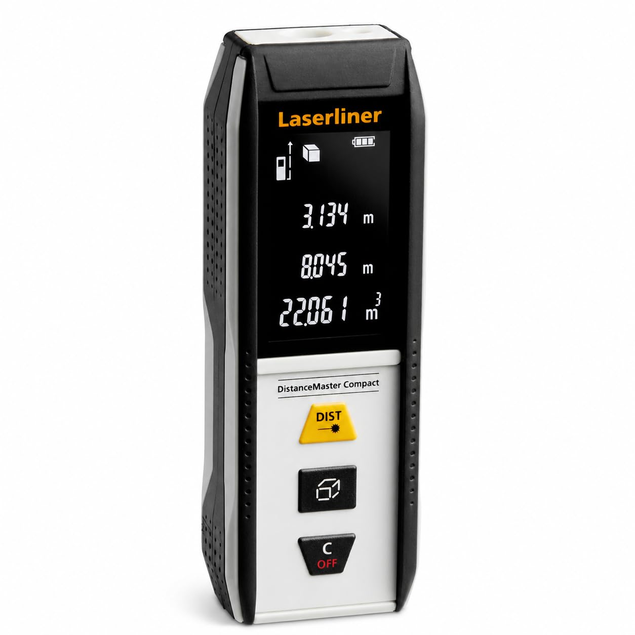 Laserliner DistanceMaster Compact 30 - Telémetro láser (hasta 30 m, medición de Longitud/área/Volumen, medición Continua, Memoria de 50 valores, Incluye Bolsa) | Rango de medición de 30 m, medidor digital, medición de longitud/área/volumen