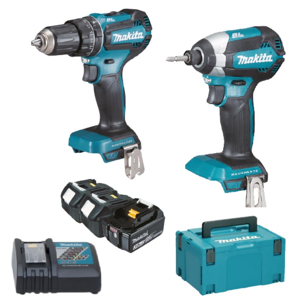 Makita DLX2283JX1 Kit Batteria 18V Trapano DHP485 Avvitatore DTD153 3x3.0Ah