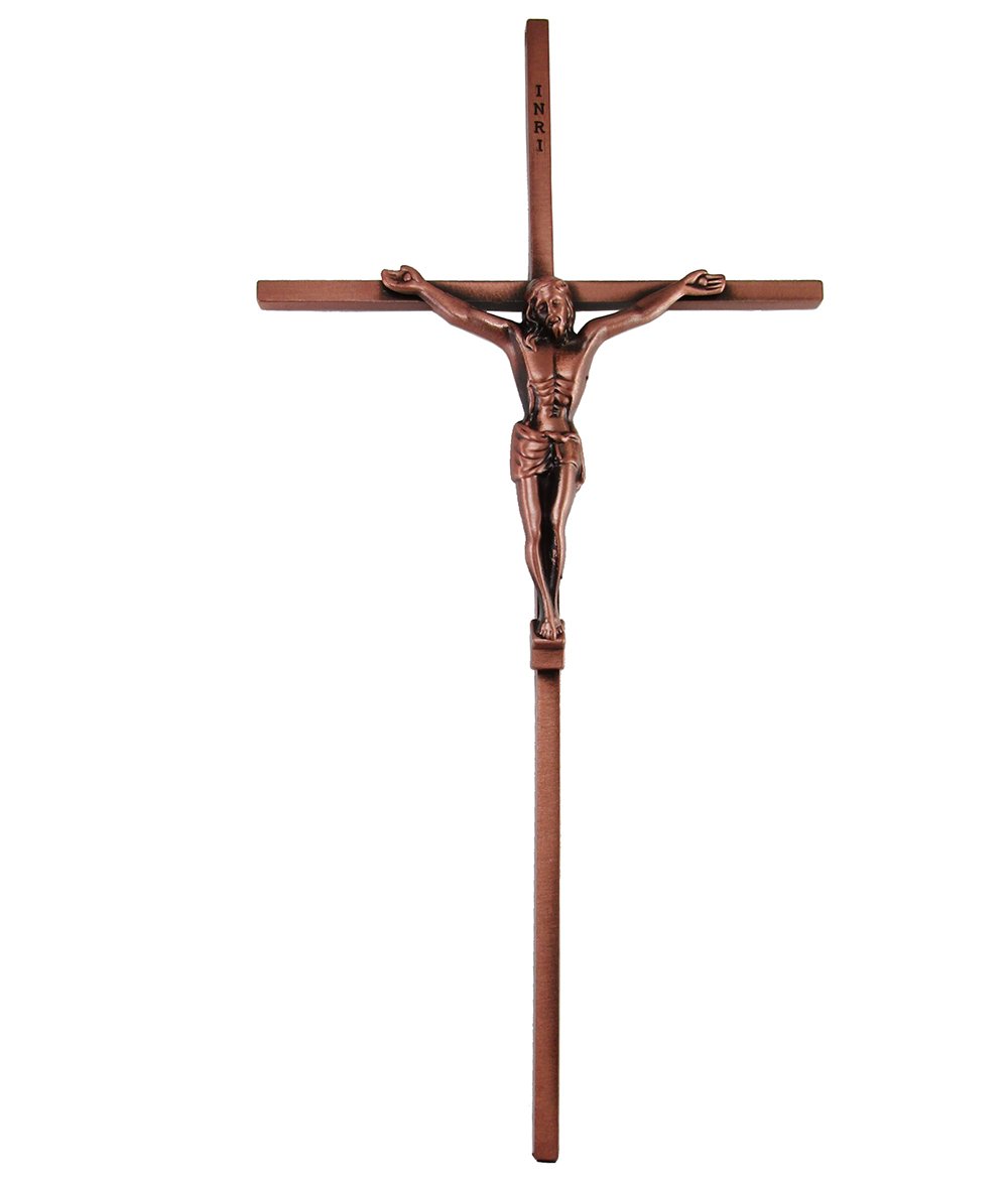 10 Inch Red Copper Plated First Communion Big Wall Cross Saint Benedict Crucifix