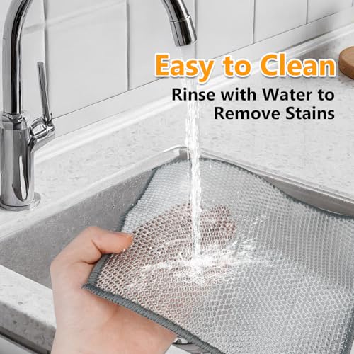 Image of Extra-Large Size Multipurpose Wire Dishwashing Rag,Non Scratch Wire Dishcloth, Reusable Steel Wool Scrubber,Non-Scratch,Quick-Drying,Multi-Purpose for Kitchen,Bathroom Cleaning (15)