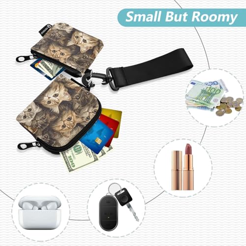 Cute Scottish Fold Cats Brown Women's Money Organizers Slim Portable ID Card Holders Protector with Wristlet Strap for Daily Use 2 Pcs de crédito para Hombre2