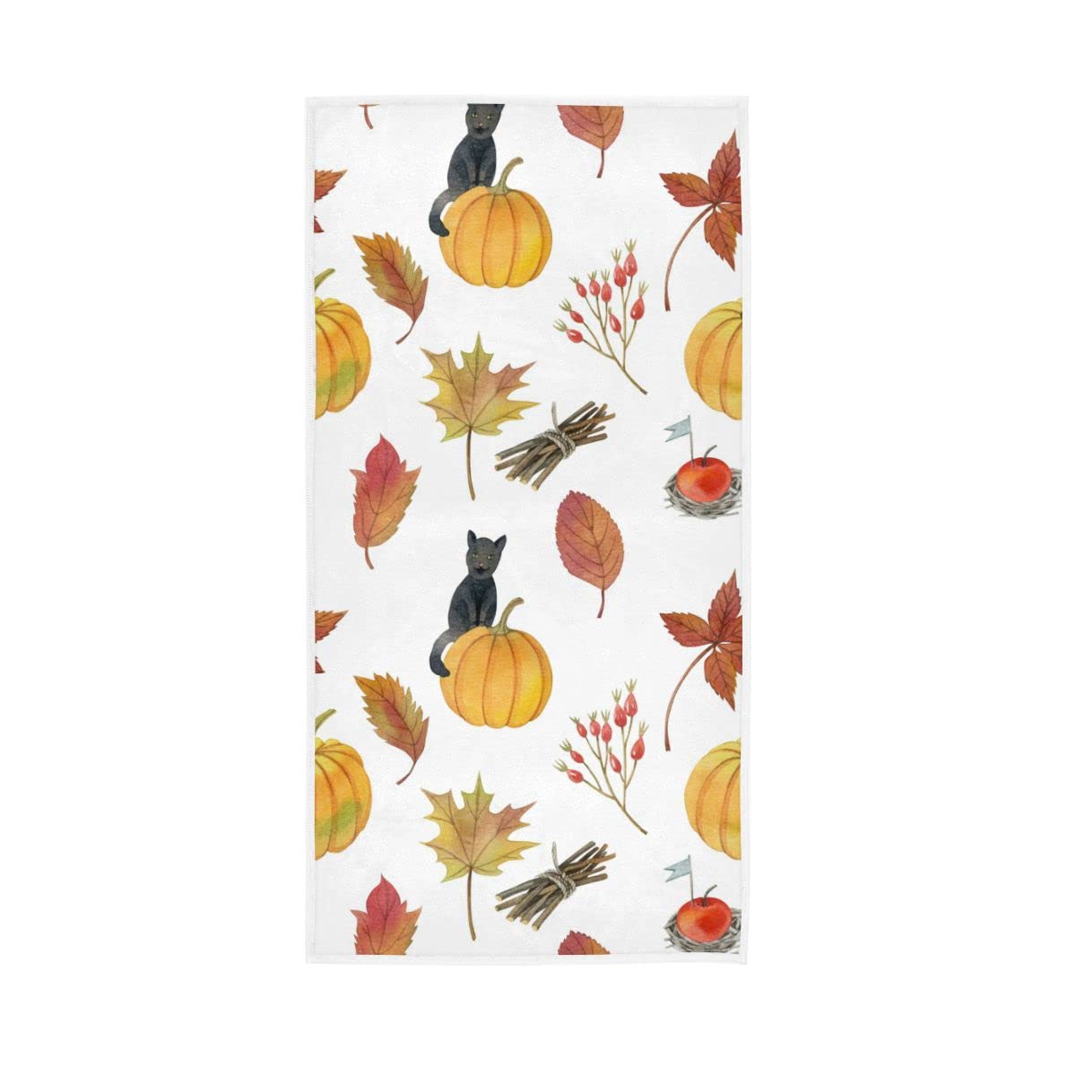 LSRCPD Watercolor Autumn Pumpkins Soft Large Hand Towels Bath Towel Multipurpose for Bathroom Hotel Gym Spa 30"x15"
