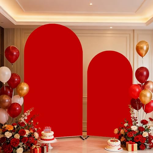 Red Arch Backdrop Cover 6FT+7.2FT Arch Covers Stretchy Backdrop Spandex Draped Arch Backdrop Cover for Christmas Halloween Birthday Baby Shower Bridal Shower Home Decoration(Only Cover) - image 4