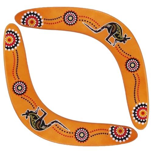 deegbbyi 2 Piezas Bumerang, Bumerán de Madera en Forma de V, Diseño Clásico de Canguro Hecho a Mano, Ideal para Principiantes como Juguete para Lanzar al Aire Libre y para Practicar Deportes