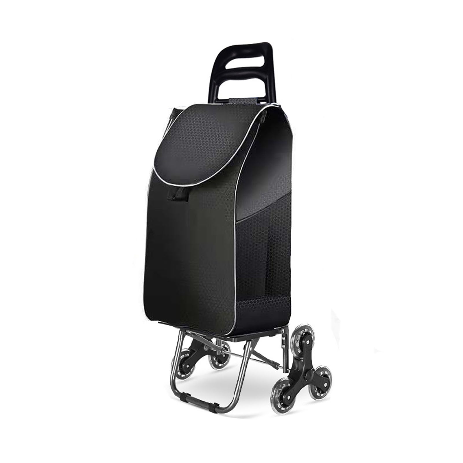 JYHCD Folding Lightweight Shopping Trolley, Hard Wearing & Foldaway for Easy Storage, Large Shopping Trolley on 6 Wheels Shopping Cart Grocery Bag Shopper,Black